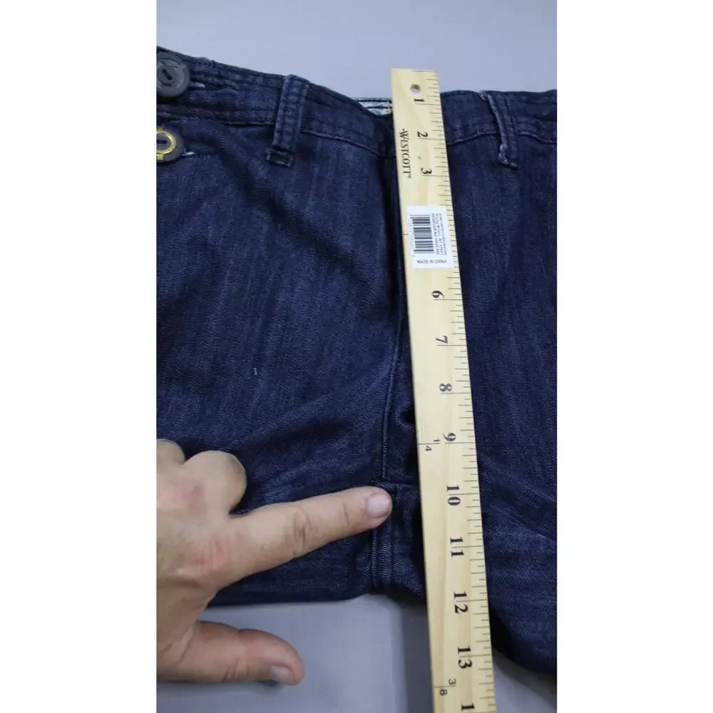 Zanadi Bermuda Shorts Womens Size 15 Blue Denim Stretch Sailor Button Accents